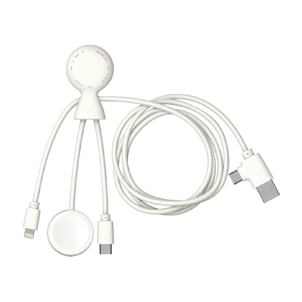 Xoopar Mr. Bio Long Multi Kabel voor Apple/Samsung Watch 1 Meter — drukvlak op de ronde kop