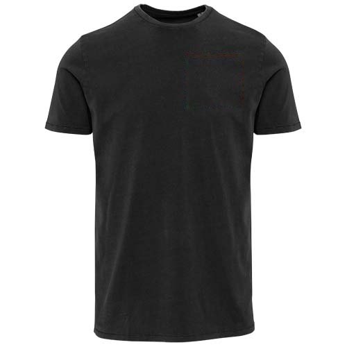 Nanaimo 160 g/m2 gewassen heren T-shirt met korte mouwen — drukvlak linker borst
