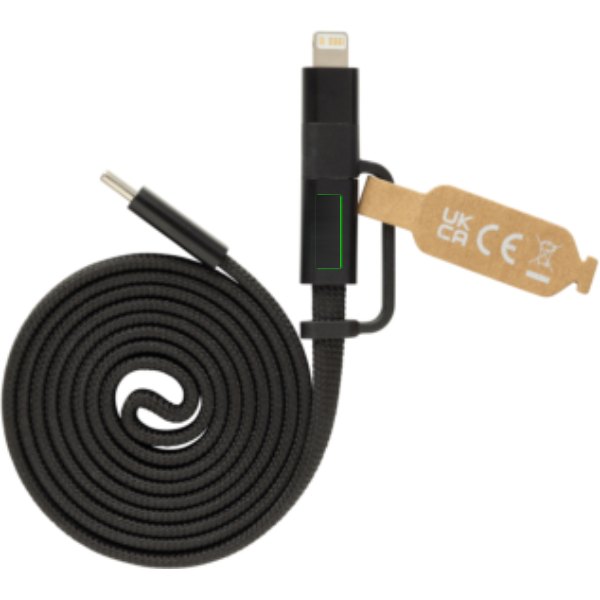 Arc Ultra-thin RCS recycled 60W 2 in 1 magnetische kabel — drukvlak artikel