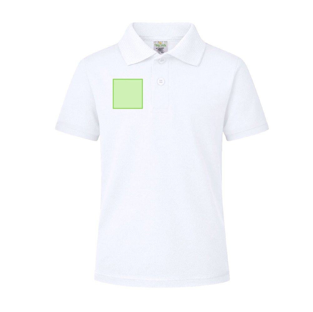 Kinder Wit Polo Shirt "keya" YPS180 — drukvlak rechterborst