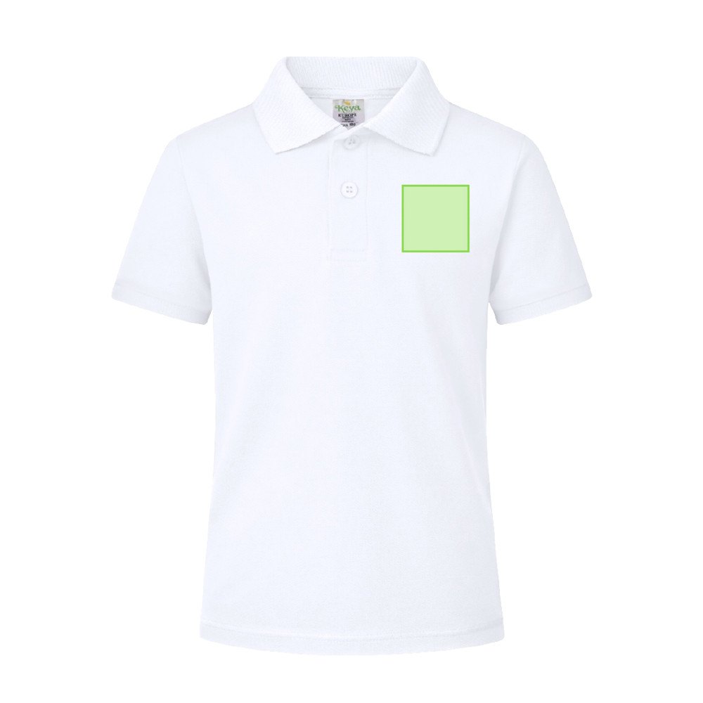 Kinder Wit Polo Shirt "keya" YPS180 — drukvlak linkerborst