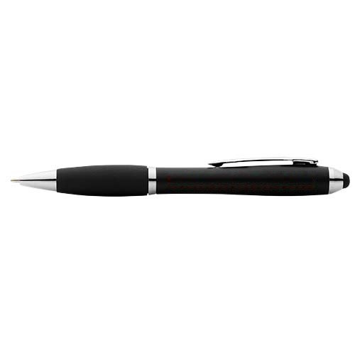Nash stylus balpen gekleurd met zwarte grip (blauwe inkt) — drukvlak verlengde van de clip gehele lengte