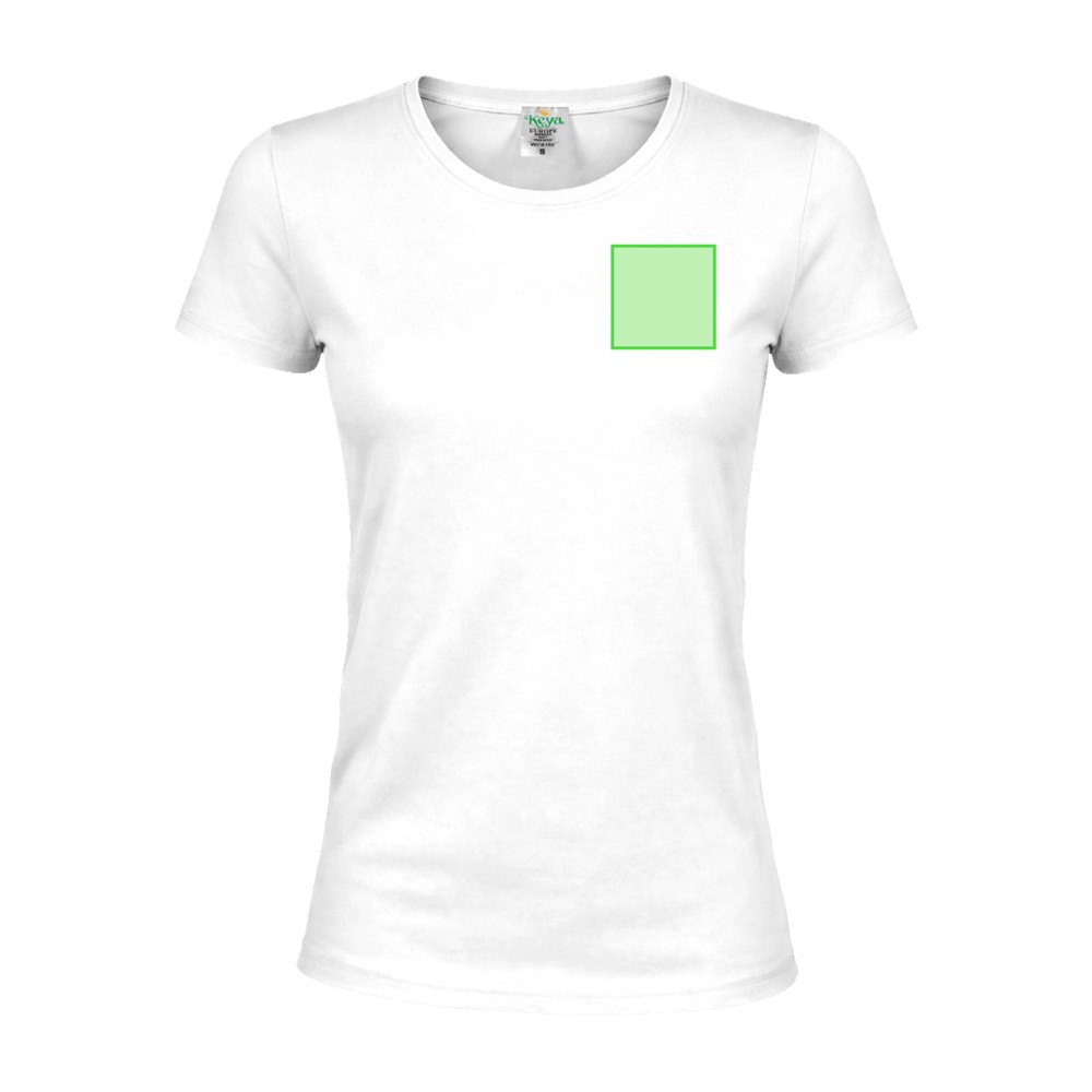 Wit Dames T-Shirt "keya" WCS150 — drukvlak linkerborst