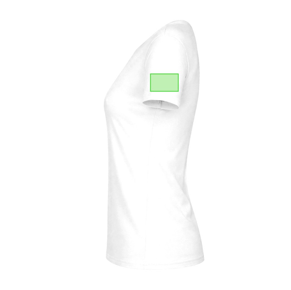 Wit Dames T-Shirt "keya" WCS150 — drukvlak linkermouw