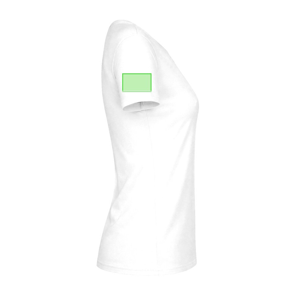 Wit Dames T-Shirt "keya" WCS150 — drukvlak rechtermouw