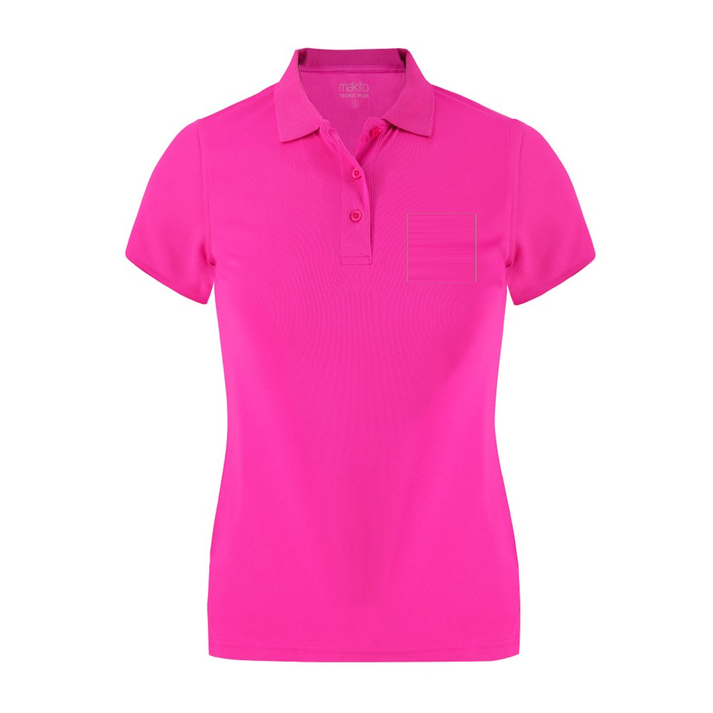 Dames Polo Shirt Tecnic Plus — drukvlak linkerborst