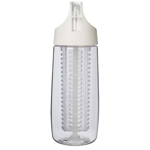 HydroFruit 700 ml drinkfles van gerecycled plastic met klapdeksel en infuser — drukvlak voorzijde