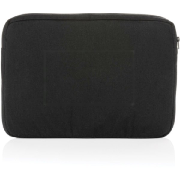 Laluka AWARE™ gerecycled katoenen 15,6 inch laptophoes — drukvlak artikel achterzijde