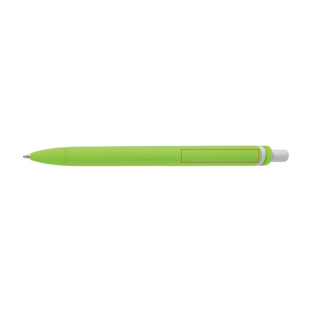 Balpen ClickShadow soft touch R-ABS — drukvlak in het verlengde van de clip en op de clip