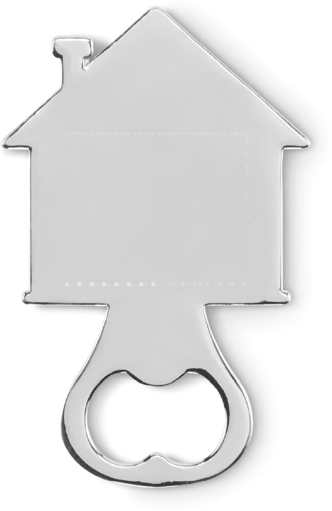 MYHOUSE - Flesopener in huisvorm. — drukvlak op de achterkant