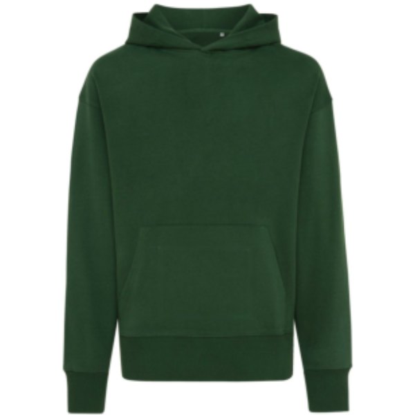 IQONIQ Yoho gerecycled katoen relaxed hoodie — drukvlak zak