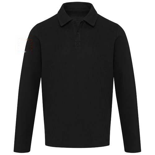 Apollo 245 g/m² uniseks poloshirt met lange mouwen — drukvlak rechter bicep