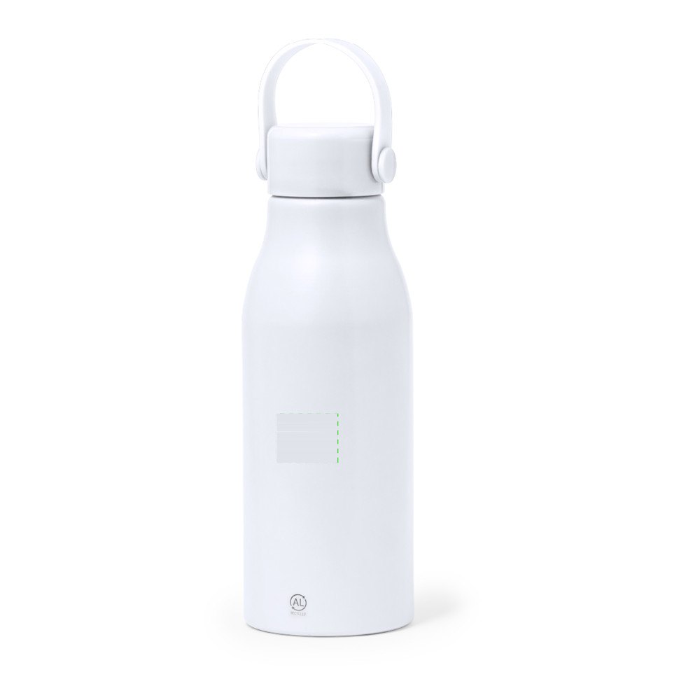 Fles Perpok — drukvlak als de mat gevouwen is op de voorkant