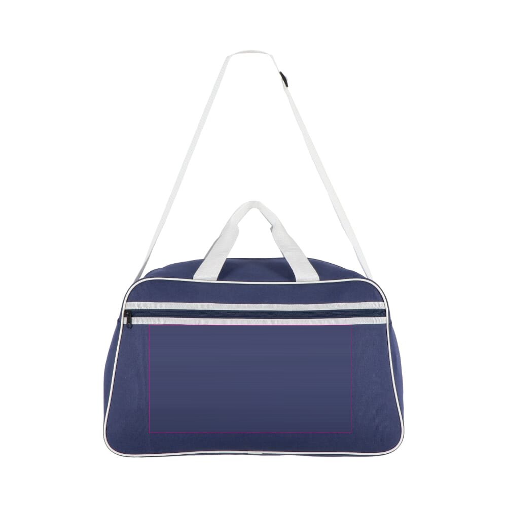 600D gerecycled PET sport- en reistas 48 x 25 x 28 cm 30 L — drukvlak midden op de voorkant