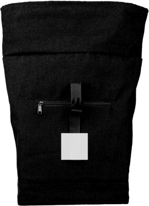Gerecyclede polycotton (330 gsm) roll-top rugzak Thaddeus — drukvlak voorzijde