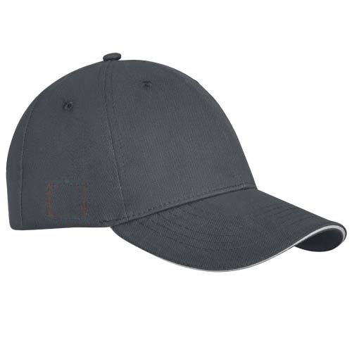 Darton 260 g/m² 6 panel sandwich cap — drukvlak rechterzijde