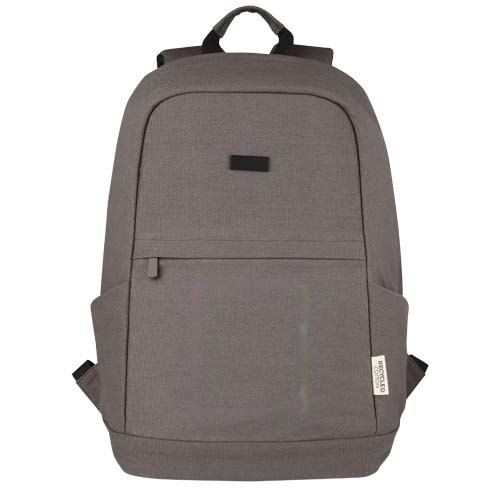 Joey 15,6 inch GRS gerecyclede canvas antidiefstal laptoprugzak 18 l — drukvlak voorzijde