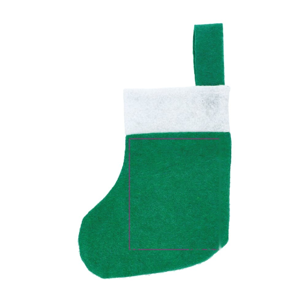 Vilten kerstsok 20 cm — drukvlak op de achterkant