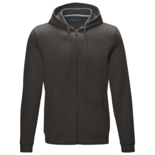 Ruby heren biologische gerecyclede hoodie met volledige rits — drukvlak rechter borst