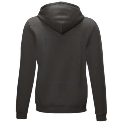 Ruby heren biologische gerecyclede hoodie met volledige rits — drukvlak impact hoog op de achterzijde