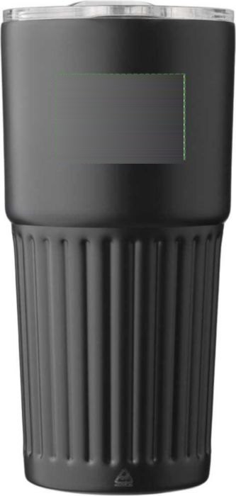 Gerecyclede roestvrijstalen dubbelwandige drinkmok (500 ml) Kael — drukvlak achterzijde