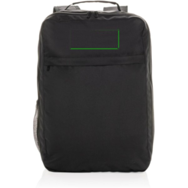 Swiss Peak Aware™ RPET Essential 15,6 inch laptop rugzak — drukvlak artikel voorzijde boven