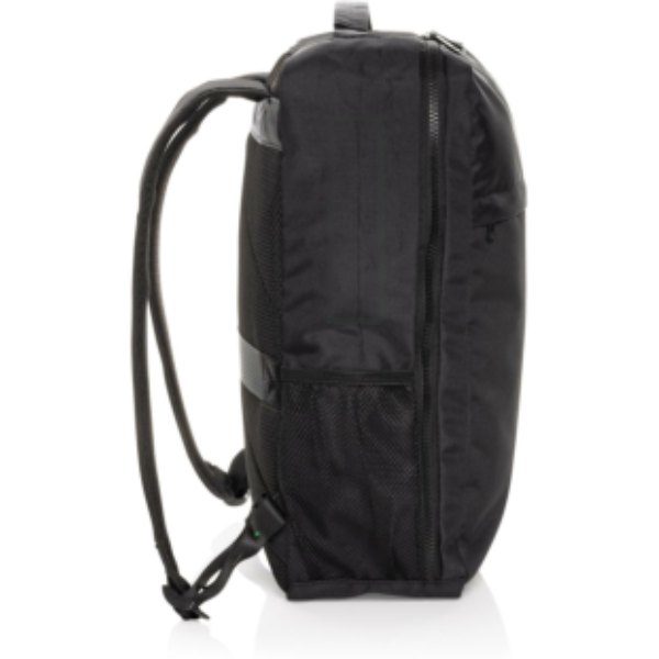 Swiss Peak Aware™ RPET Essential 15,6 inch laptop rugzak — drukvlak artikel zijkant links