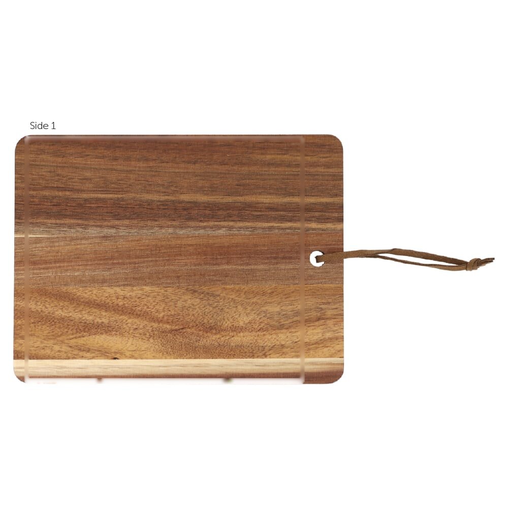 Acacia serveerplank 20 x 15 x 1.2cm — drukvlak vrijwel de gehele voorkant