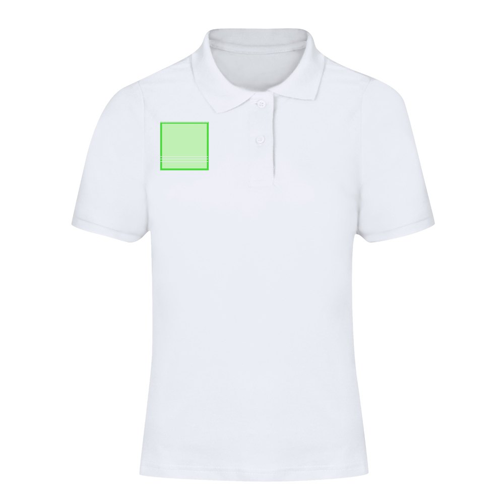 Dames Wit Polo Shirt Charles — drukvlak rechterborst