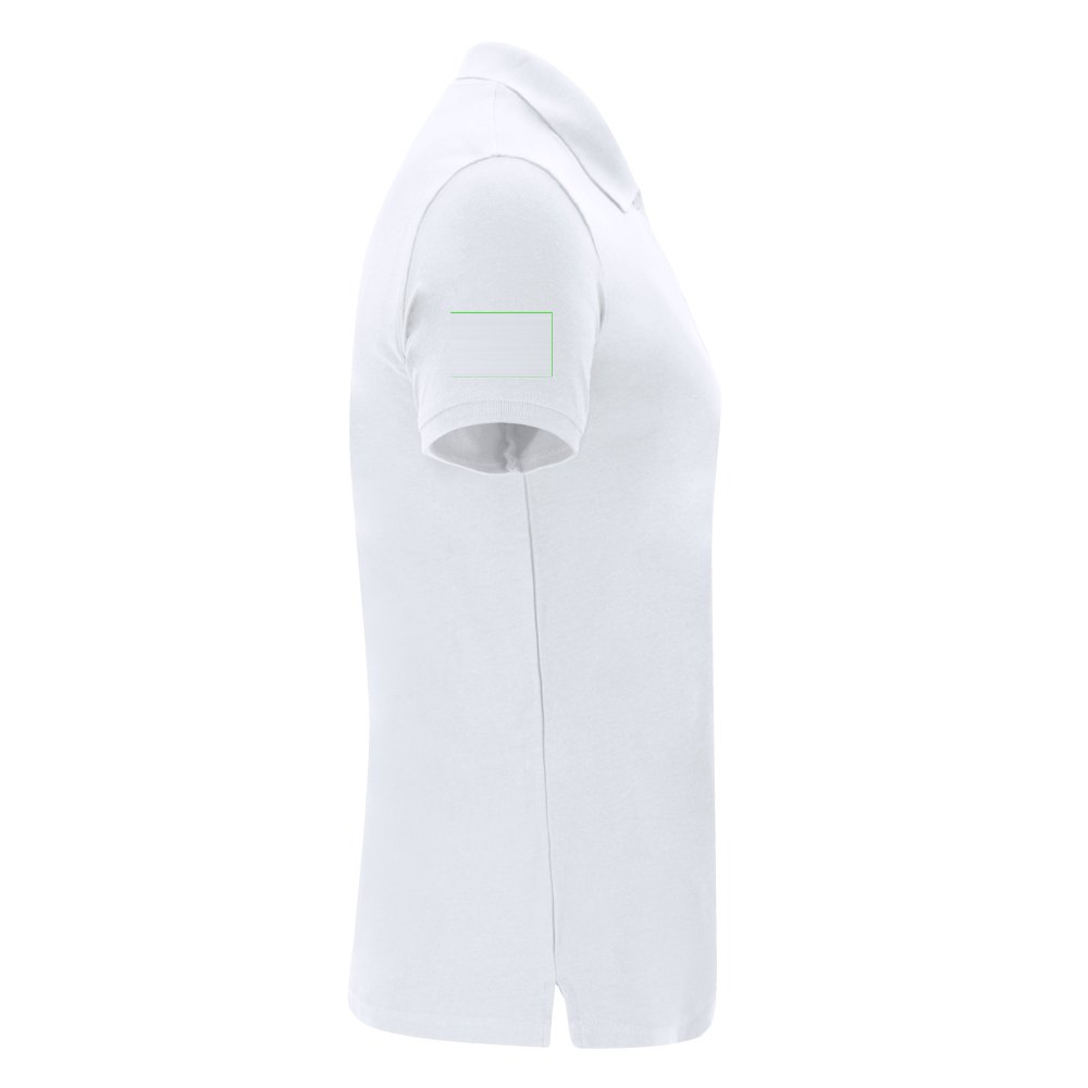 Dames Wit Polo Shirt Charles — drukvlak rechtermouw