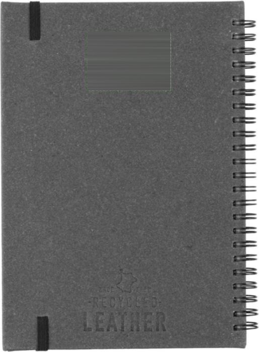 Gerecycled leren notitieboek A5 Egon — drukvlak achterzijde