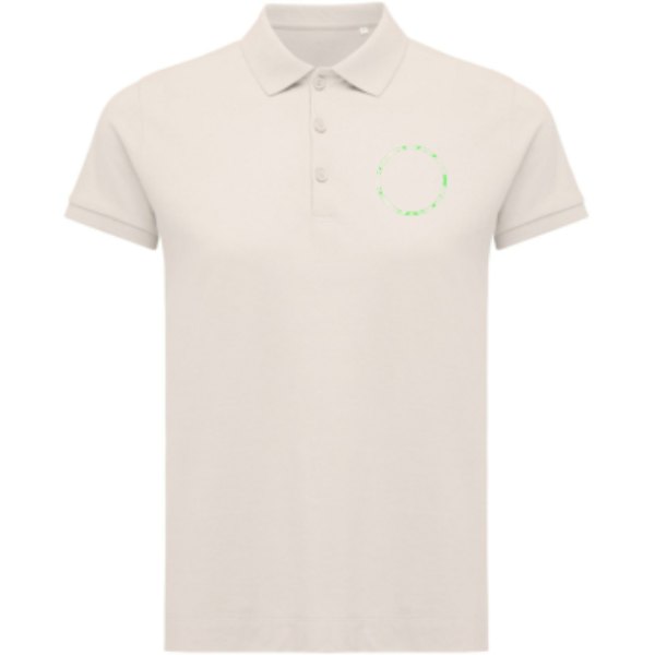 IQONIQ Yosemite dames recycled katoen pique polo — drukvlak borst linkerzijde