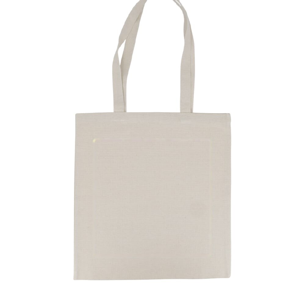 Schoudertas katoen ecru OEKO-TEX® lang 220g/m² 38x42 cm — drukvlak midden op voorzijde
