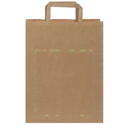 Papieren tas 80-90 g/m2 gemaakt van kraftpapier met platte handgrepen - 25 x 11 x 32 cm — drukvlak achterzijde