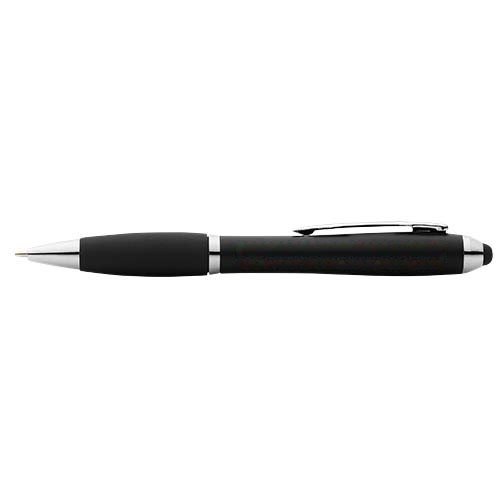 Nash stylus balpen met gekleurde houder en zwarte grip (zwarte inkt) — drukvlak verlengde van de clip gehele lengte