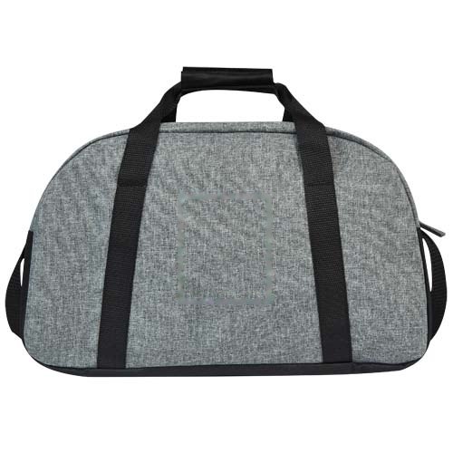 Reclaim GRS gerecyclede tweekleurige sportieve duffelbag 21 L — drukvlak achterzijde