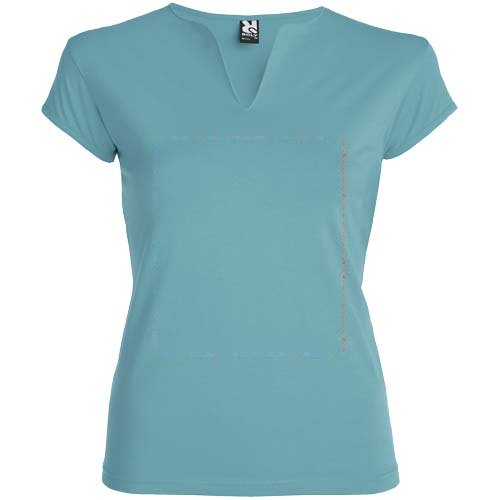 Belice 200 g/m² damesshirt met korte mouwen — drukvlak impact volledige voorzijde