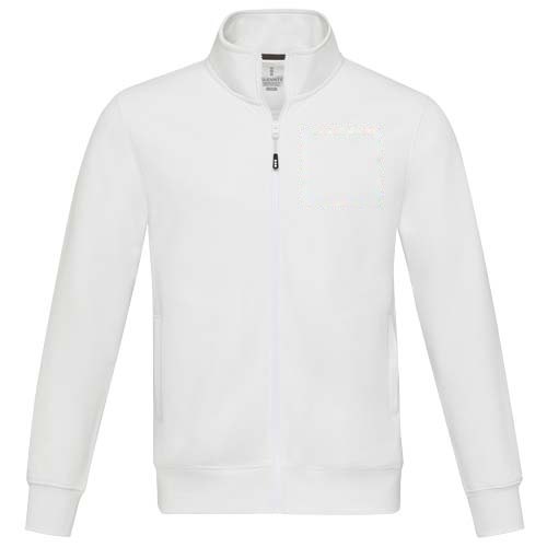 Galena 320 g/m² unisex Aware™ gerecyclede trui met volledige rits — drukvlak linker borst