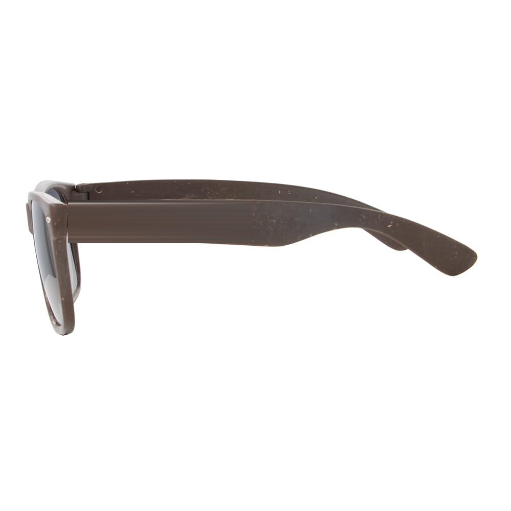 Zonnebril Justin koffievezel UV400 — drukvlak 1 cm vanaf scharnier links
