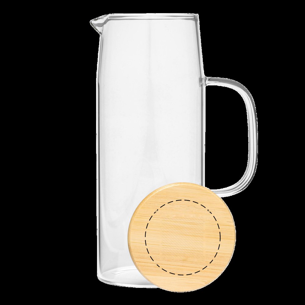 BAMBOO PITCHER - Glazen karaf — drukvlak gecentreerd op de deksel