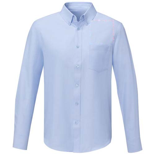 Pollux 130 g/m² herenoverhemd met lange mouwen — drukvlak linker borst