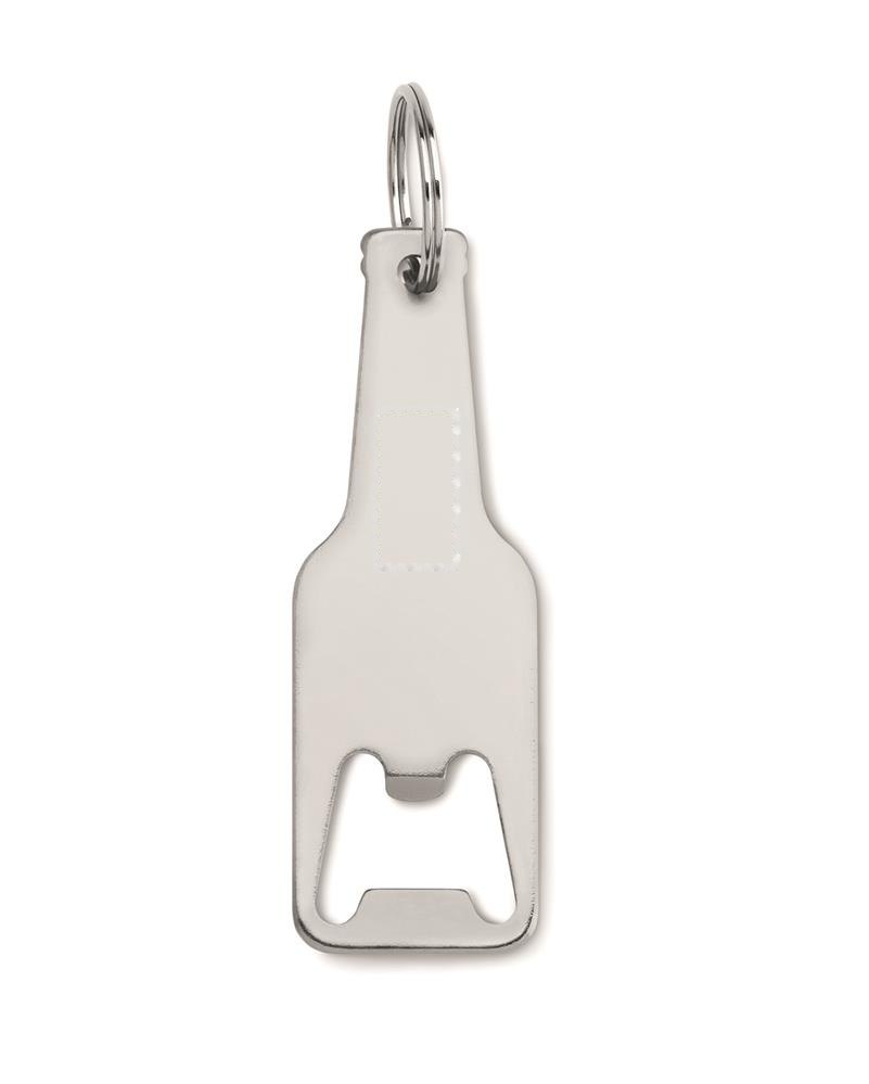 BOTELIA - Aluminium sleutelhanger fles — drukvlak voorzijde boven