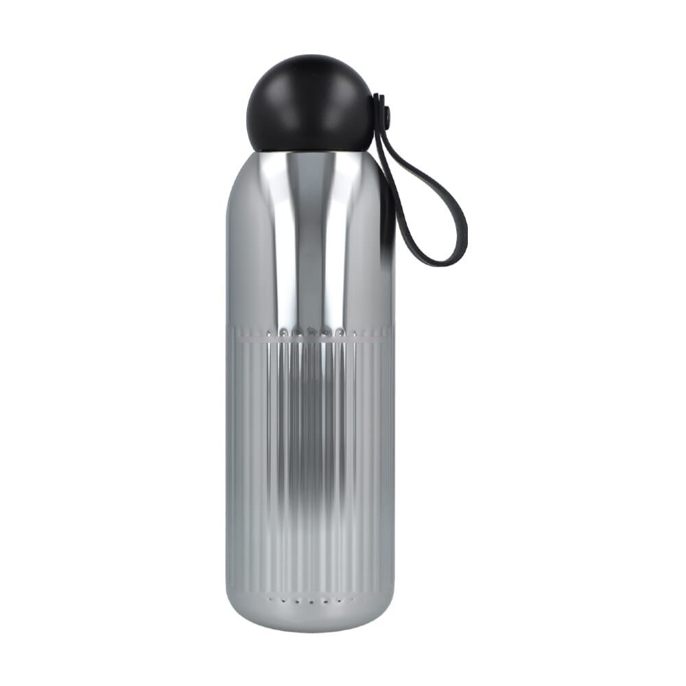 Sagaform Tekla stalen fles chroom (gerecycled) 500 ml — drukvlak zijde 1 onderaan