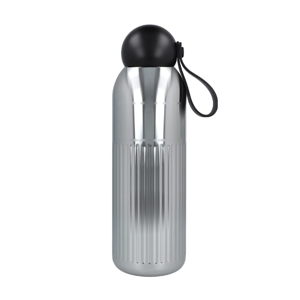 Sagaform Tekla stalen fles chroom (gerecycled) 500 ml — drukvlak zijde 1 bovenkant