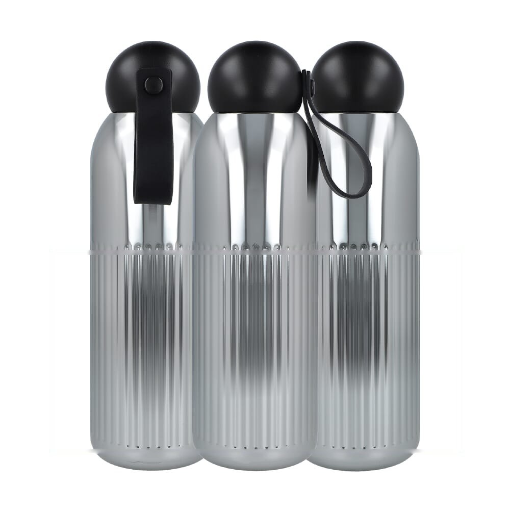 Sagaform Tekla stalen fles chroom (gerecycled) 500 ml — drukvlak rondom onderzijde