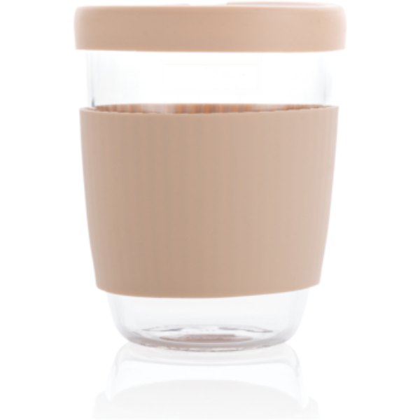 Ukiyo borosilicaat glas met siliconen deksel en sleeve — drukvlak artikel achterzijde boven