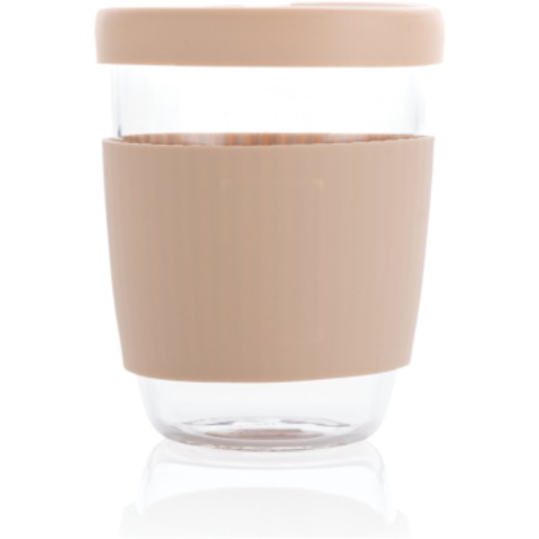 Ukiyo borosilicaat glas met siliconen deksel en sleeve — drukvlak artikel achterzijde midden