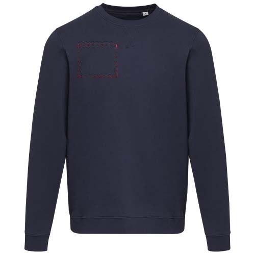 Jasper 280 g/m² unisex OCS gecertificeerde organische gerecyclede trui met ronde hals — drukvlak rechter borst