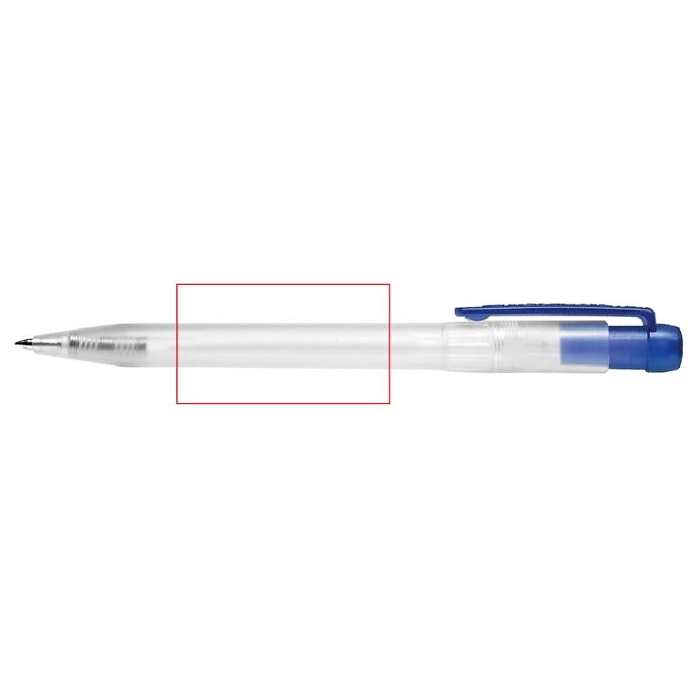 Balpen Ingeo TM Pen Clear transparant — drukvlak 90 graden van de clip