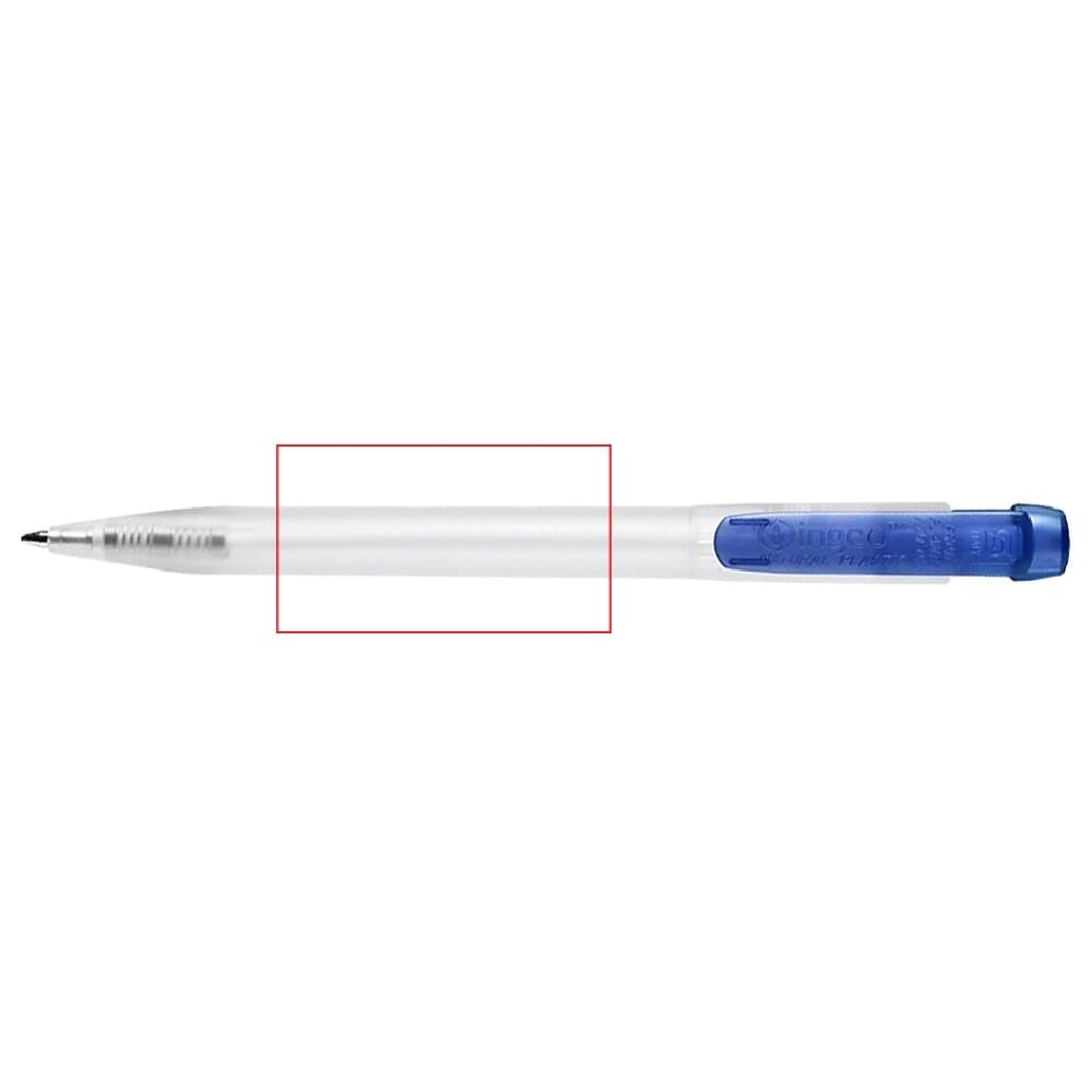 Balpen Ingeo TM Pen Clear transparant — drukvlak verlengde van de clip